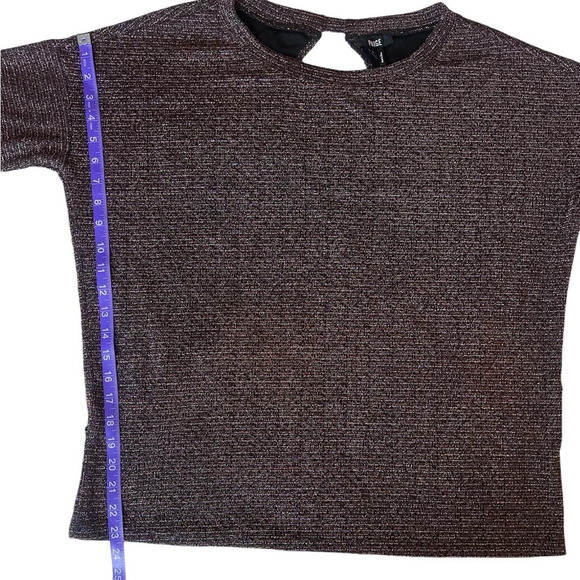 PAIGE Celeste Open Back Lurex Striped Metallic Weave Long Sleeve Shirt - Picture 8 of 13